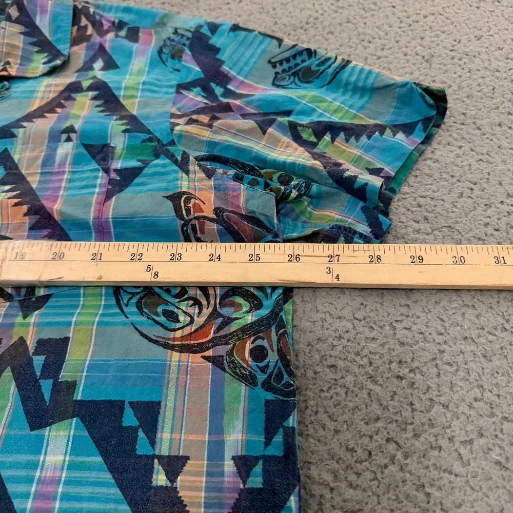 Polo Ralph Lauren Shirt XXL Southwestern Tribal Fish Plaid Camp Turquoise